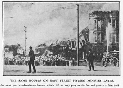 East Street, San Francisco, 15 minutes after the fire began, during the 1906 earthquake, 1906 by American Photographer